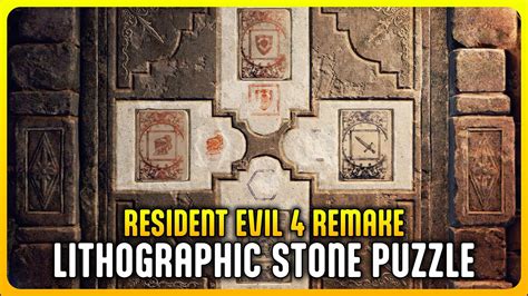 Resident Evil 4 Remake: The Bindery Lithographic Stones puzzle .